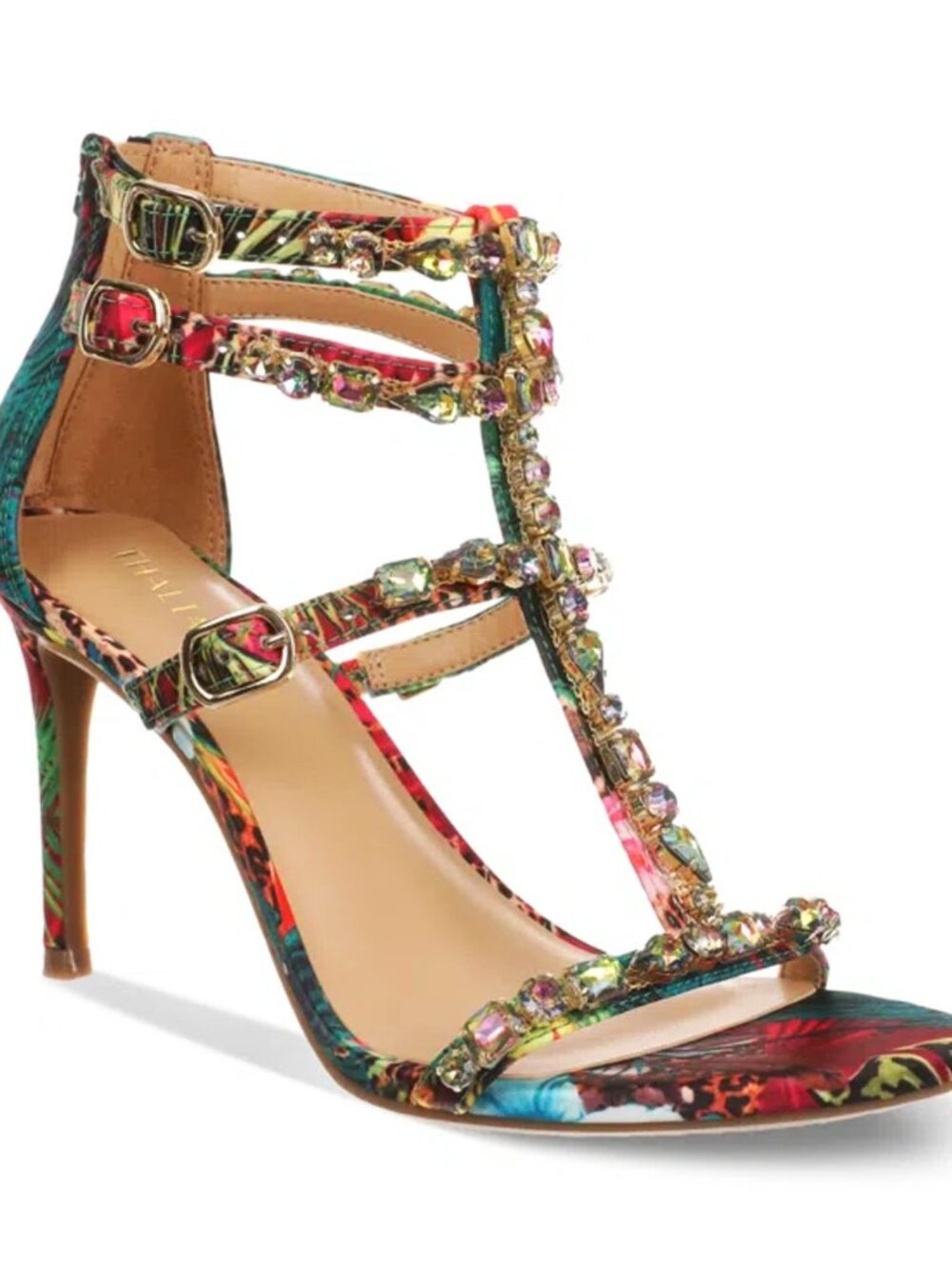 Thalia Sodi Shyla Embellished Strappy Sandal Exotic Leopard US Size 7.5